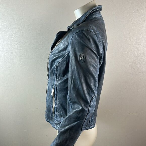 Womens stunning MAURITIUS SofiStar motor Jacket Light Blue Small 6 lamb leather - Picture 4 of 16